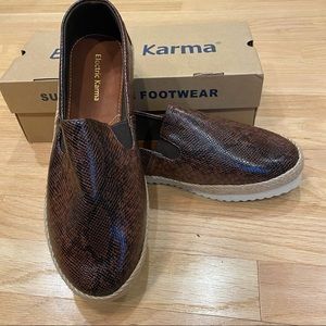 Electric Karma sustainable footwear- Womens Lola Chocolate Espadrille si…